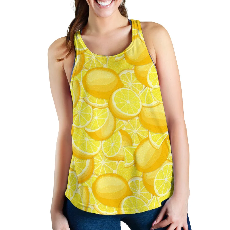 lemon pattern Women Racerback Tank Top sage tank top