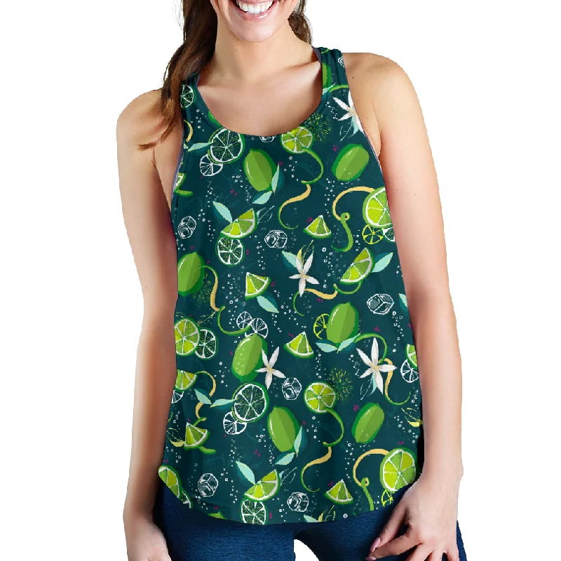 Lime ice flower pattern Women Racerback Tank Top sage tank top