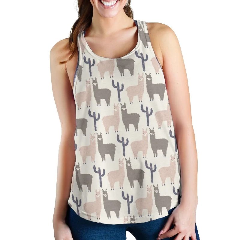 Llama Alpaca pattern Women Racerback Tank Top yoga tank top