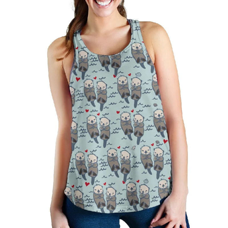 Lovely Sea Otter Pattern Women Racerback Tank Top crossback tank top