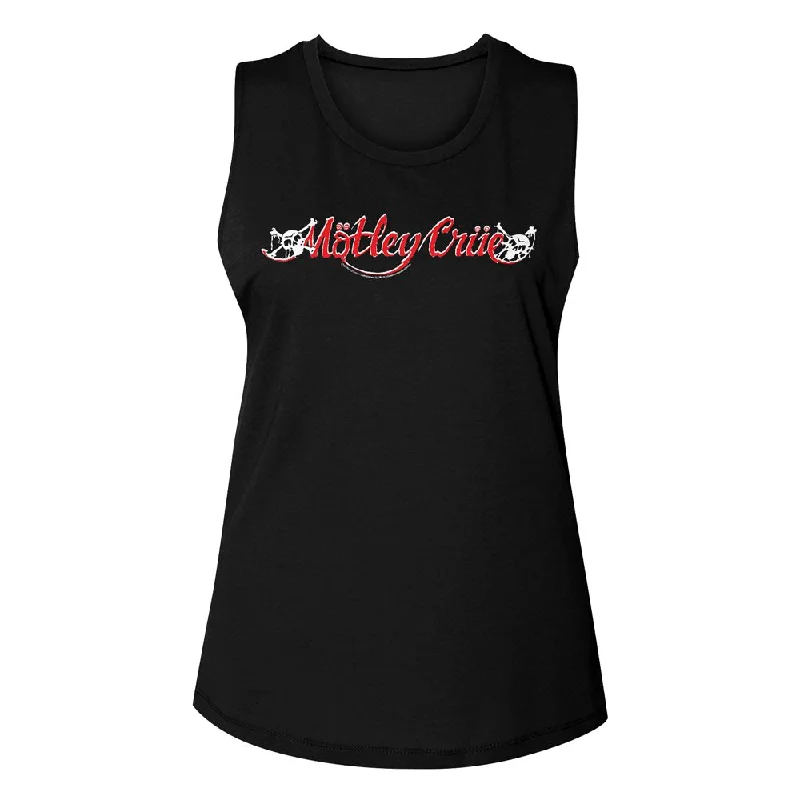 MOTLEY CRUE Eye-Catching Muscle Tank for Women, Logo cotton tank top