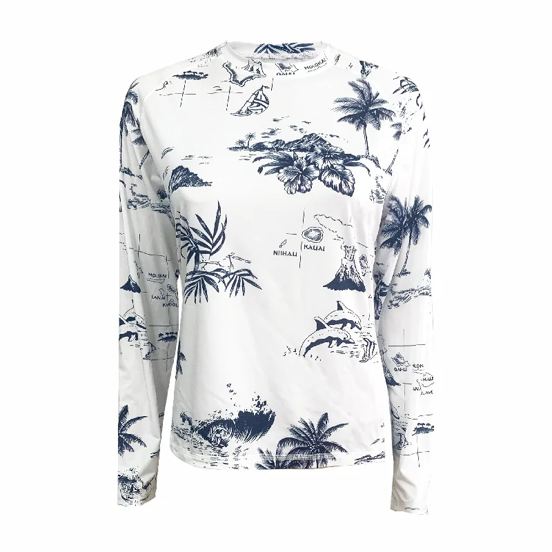 N91-UV290 (White map), Women UPF 50+ Sun Protection Outdoor Lightweight Long Sleeve Outdoor Hiking Fishing Running UV Shirt Faux Fur Fabric Real Fur Fabric Shearling Fabric