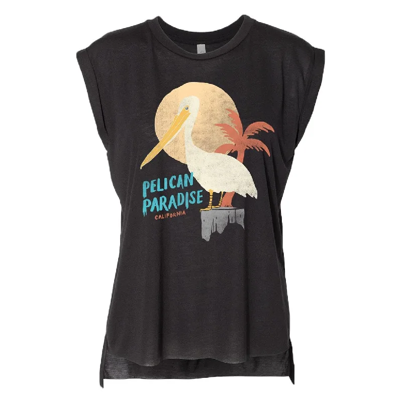Pelican Paradise Black Rolled Sleeve Tank charcoal tank top