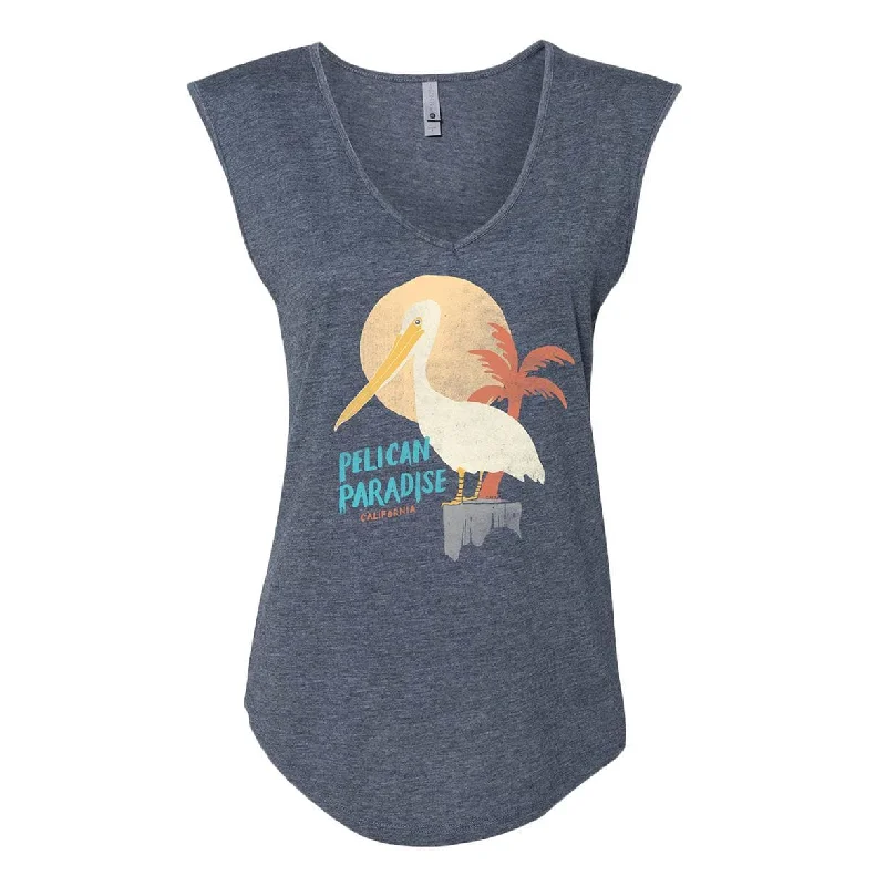 Pelican Paradise Denim V-Neck Muscle Tank glitter tank top