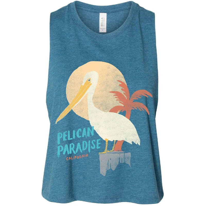 Pelican Paradise Heather Deep Teal Cropped Tank fitted tank top