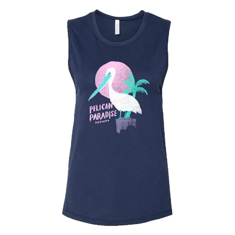 Pelican Paradise Navy Muscle Tank crew neck tank