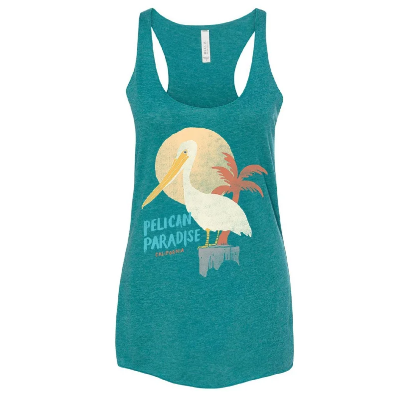 Pelican Paradise Teal Triblend Racerback Tank open back tank