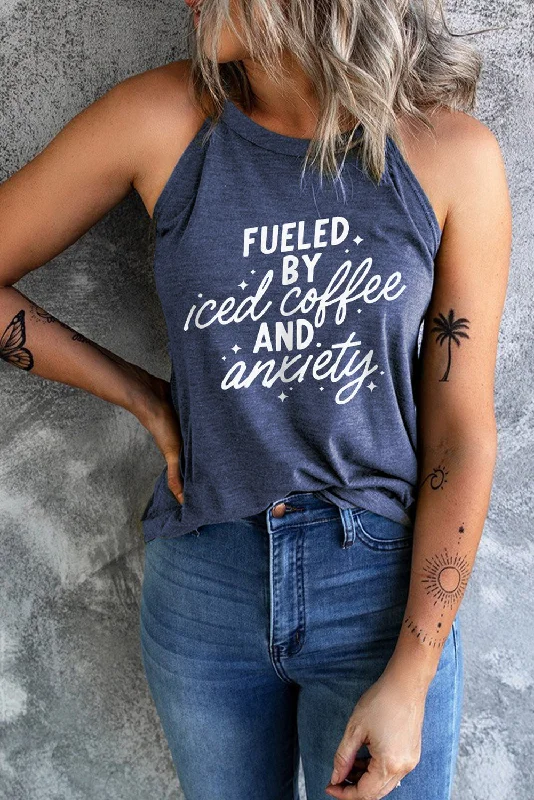 Slogan Graphic Round Neck Tank fashionable tank top