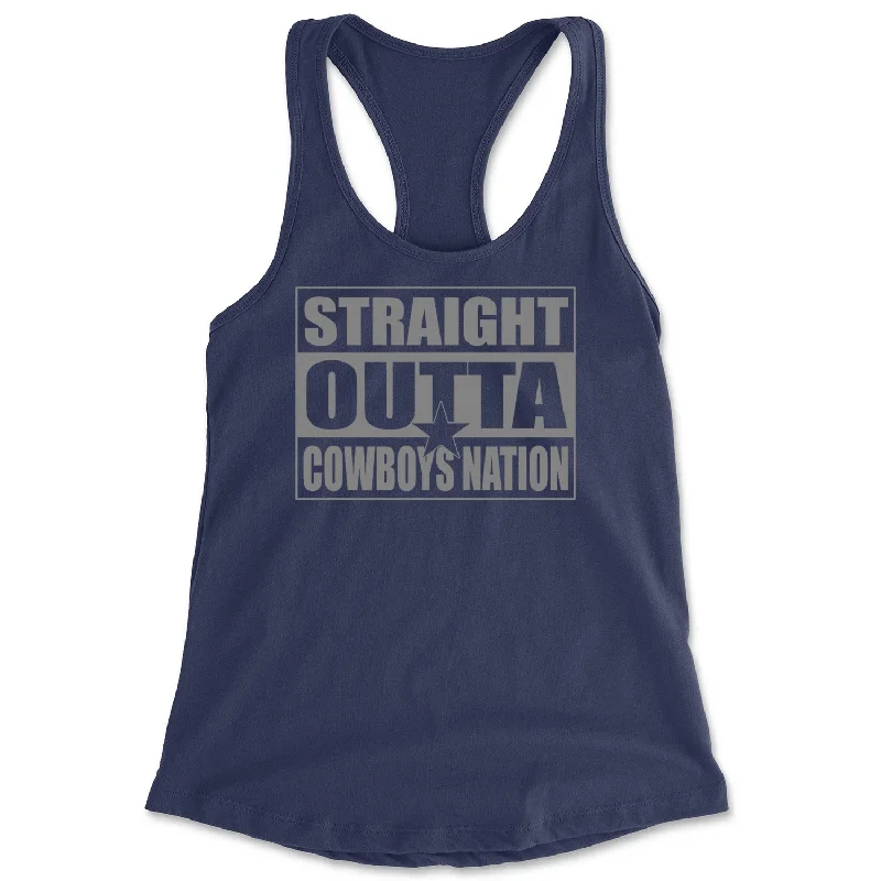 Straight Outta Cowboys Nation   Racerback Tank Top for Women rhinestone tank top