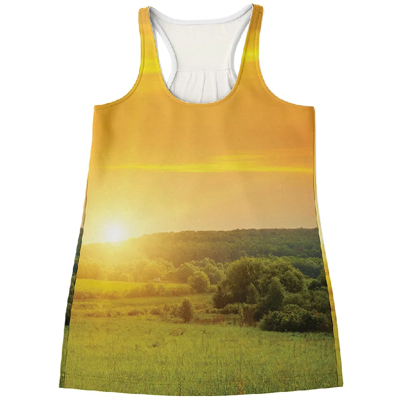 Sunrise Field Print Women's Racerback Tank Top seamless tank top