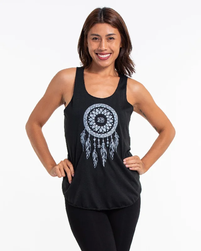 Womens Dreamcatcher Tank Top in Black teal tank top