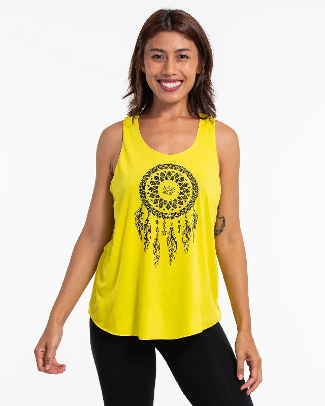 Womens Dreamcatcher Tank Top in Yellow print tank top