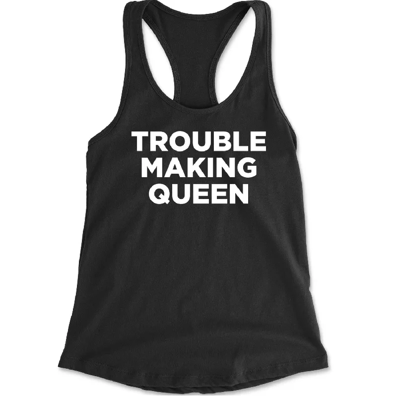 Trouble Making Queen Material Girl Celebration Racerback Tank Top for Women cropped tank top
