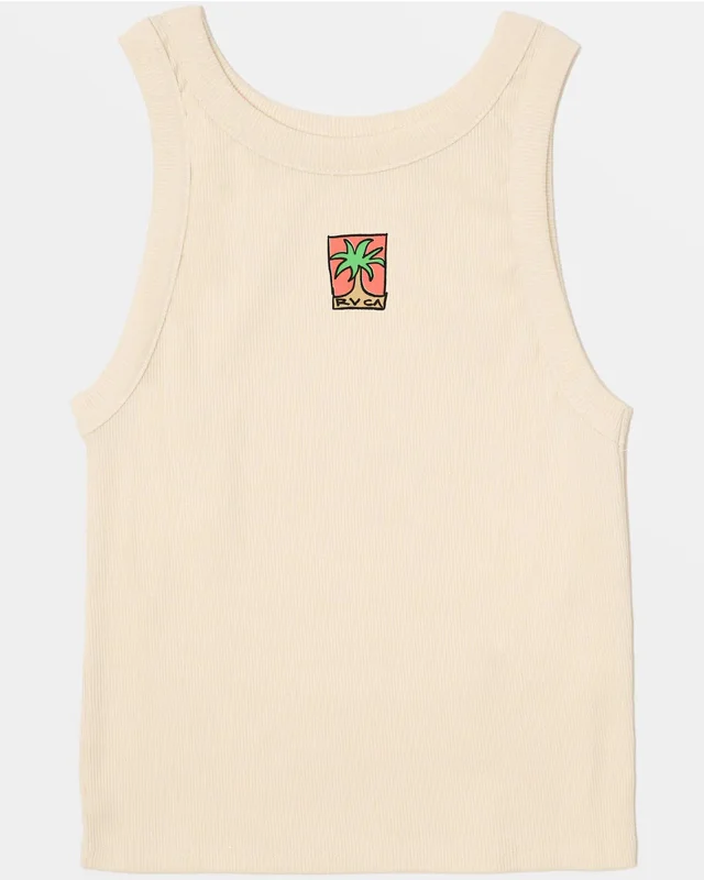 Wide Rib Tank Top beige tank top