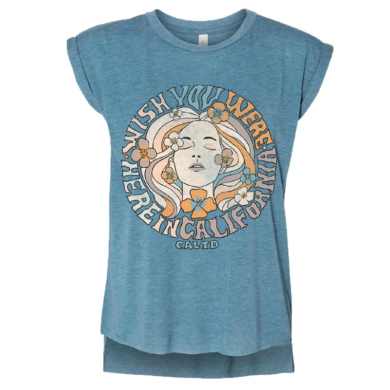 Wish Girl Rolled Sleeve Tank grey tank top