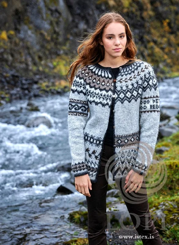 Ættarmót - Natural colored wool cardigan - Knitting Kit Long Cardigan Short Cardigan Medium Cardigan