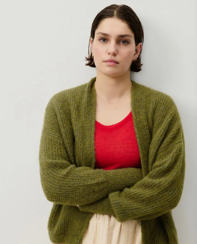 American Vintage East Kiwi Green Cardigan Elasticated Padded Insulated