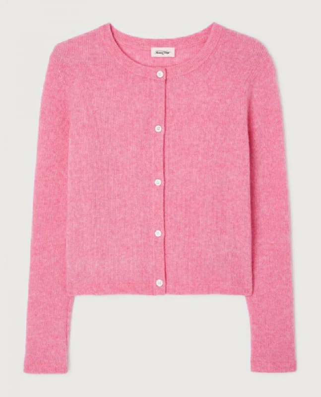 American Vintage Raxow Princess Pink Cardigan Real Fur Shearling Chenille