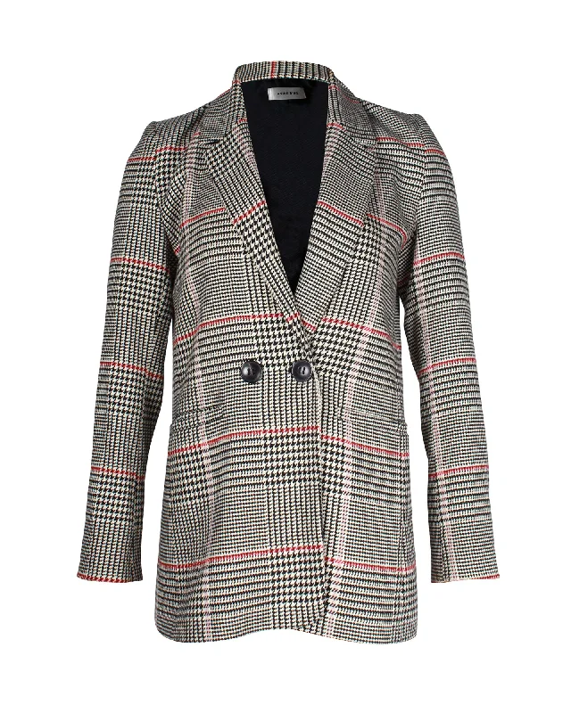 Anine Bing Madeleine Plaid Blazer In Grey Polyseter Women's Vacation Suit