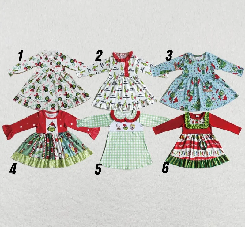 Baby Girls Clothes Sibling Christmas cartoon long-sleeved dress Tunics Hiking breathable