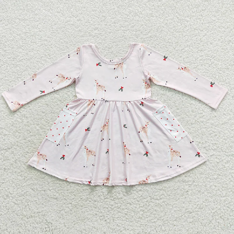 Baby Girls Dress Christmas Deer Print Cute Dresses GLD0368 Tunics Leisure comfortable