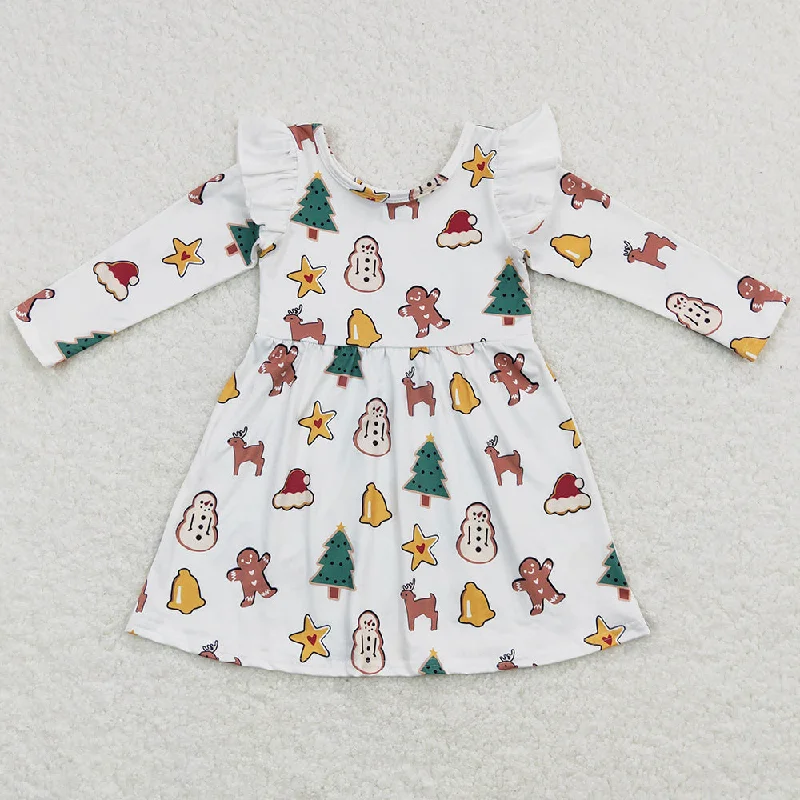 Baby Girls Dress Christmas Gingerbread Long Sleeve Dresses GLD0442 Tunics Winter warm