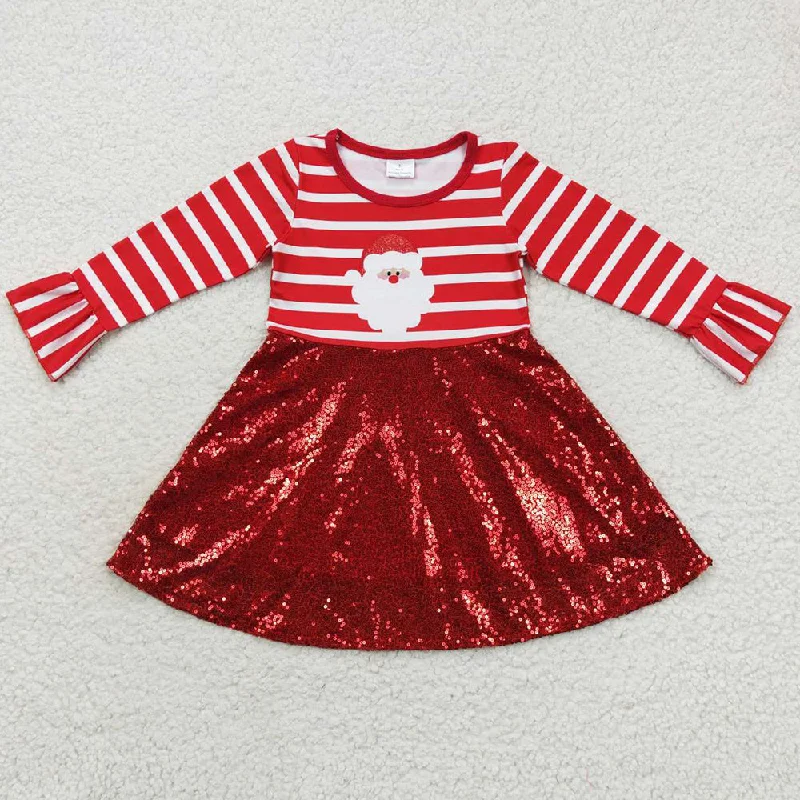 Baby Girls Dress Christmas Santa Sequin Long Sleeve Dresses GLD0371 Tunics Velvet soft