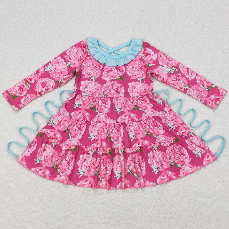 Baby Girls Dress Flowers Long Sleeve Knee Length Dresses GLD0407 Tunics Floral girly