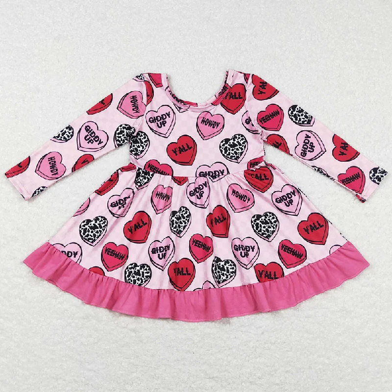 Baby Girls Dress Valentines Hearts Western Knee Length Dresses GLD0422 Tunics Stylish modern