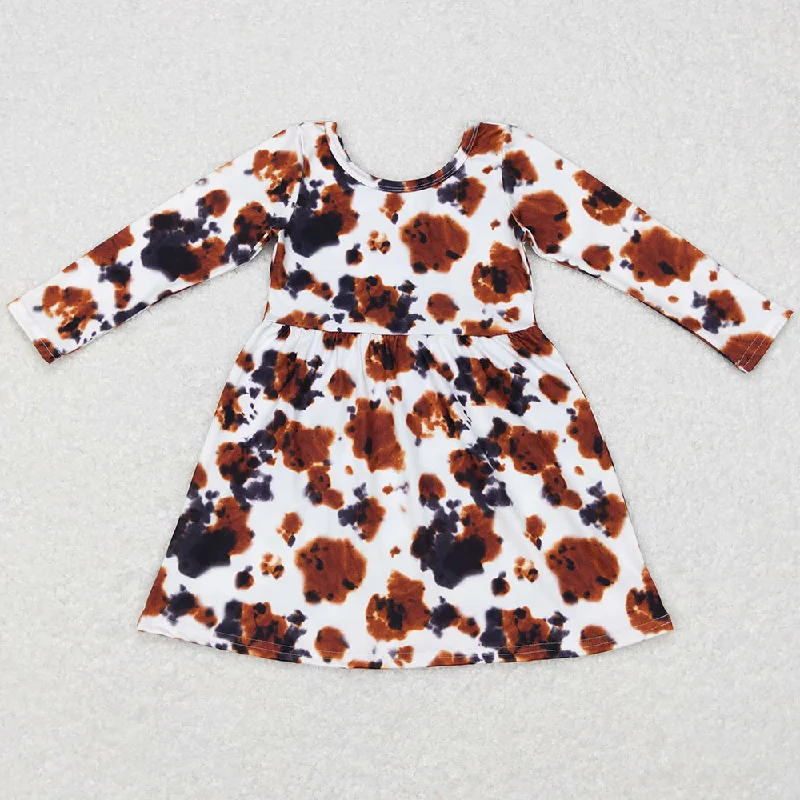 Baby Girls Dress Western Cowhide Long Sleeve Knee Length Dresses GLD0226 Tunic Top Casual