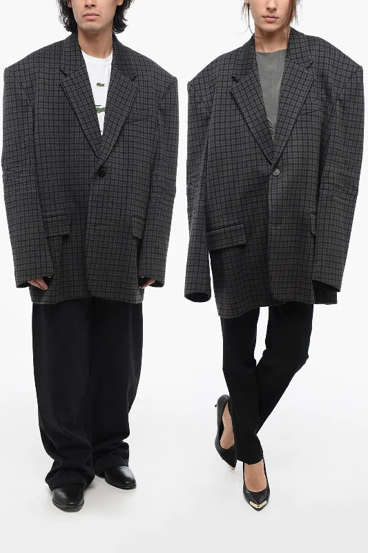 Balenciaga Wool Unisex Blazer With Padded Shoulders M Standard Size Women's Wedding Blazer