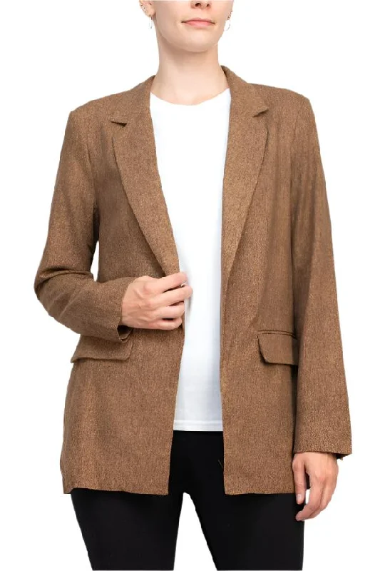 BCBG Generation notched collar open front long sleeve relaxed blazer Women's Handmade Blazer