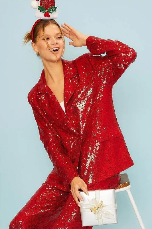 Bk Relaxed Fit Sequin Blazer Women's Trendy Jacket