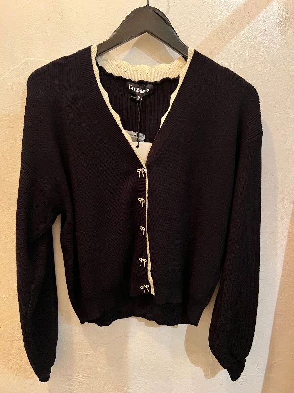 Black Evangeline Cardigan Velvet Chenille Corduroy