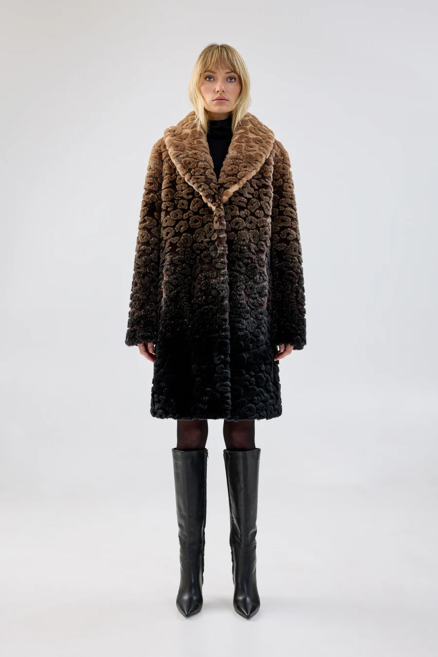 Boho Coat | Ombre Leopard Houndstooth Jacket Shearling Jacket Fleece Jacket