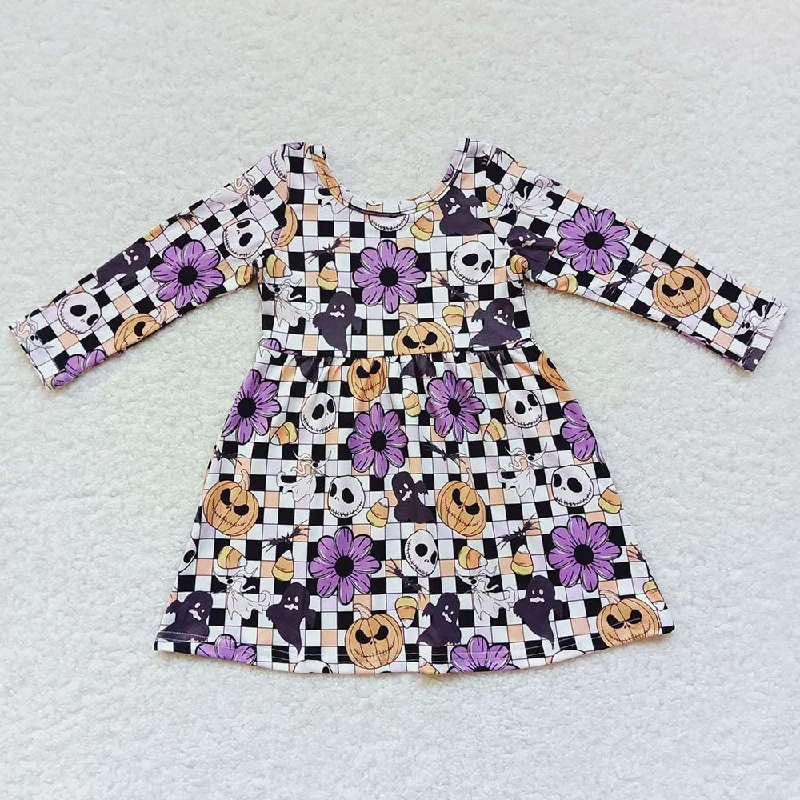 Boutique Girls Dress Halloween Fall Long Sleeve Dresses GLD0233 Tunics Prom sequined