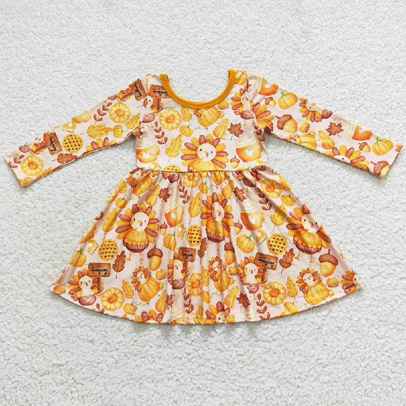 Boutique Girls Dress Pumpkin Turkey Dresses GLD0344 Tunics Business professional