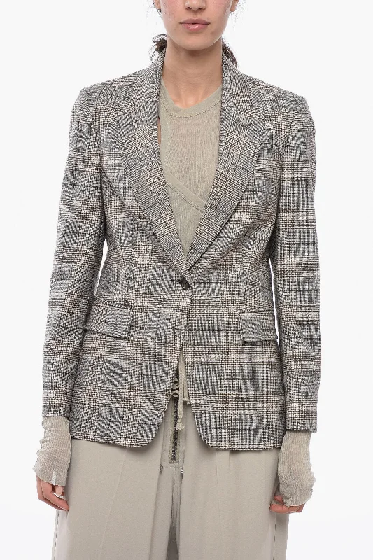Brunello Cucinelli District Check Wool Blend Blazer With Peak Lapel 42 Italian Size Women's Luxury Jacket