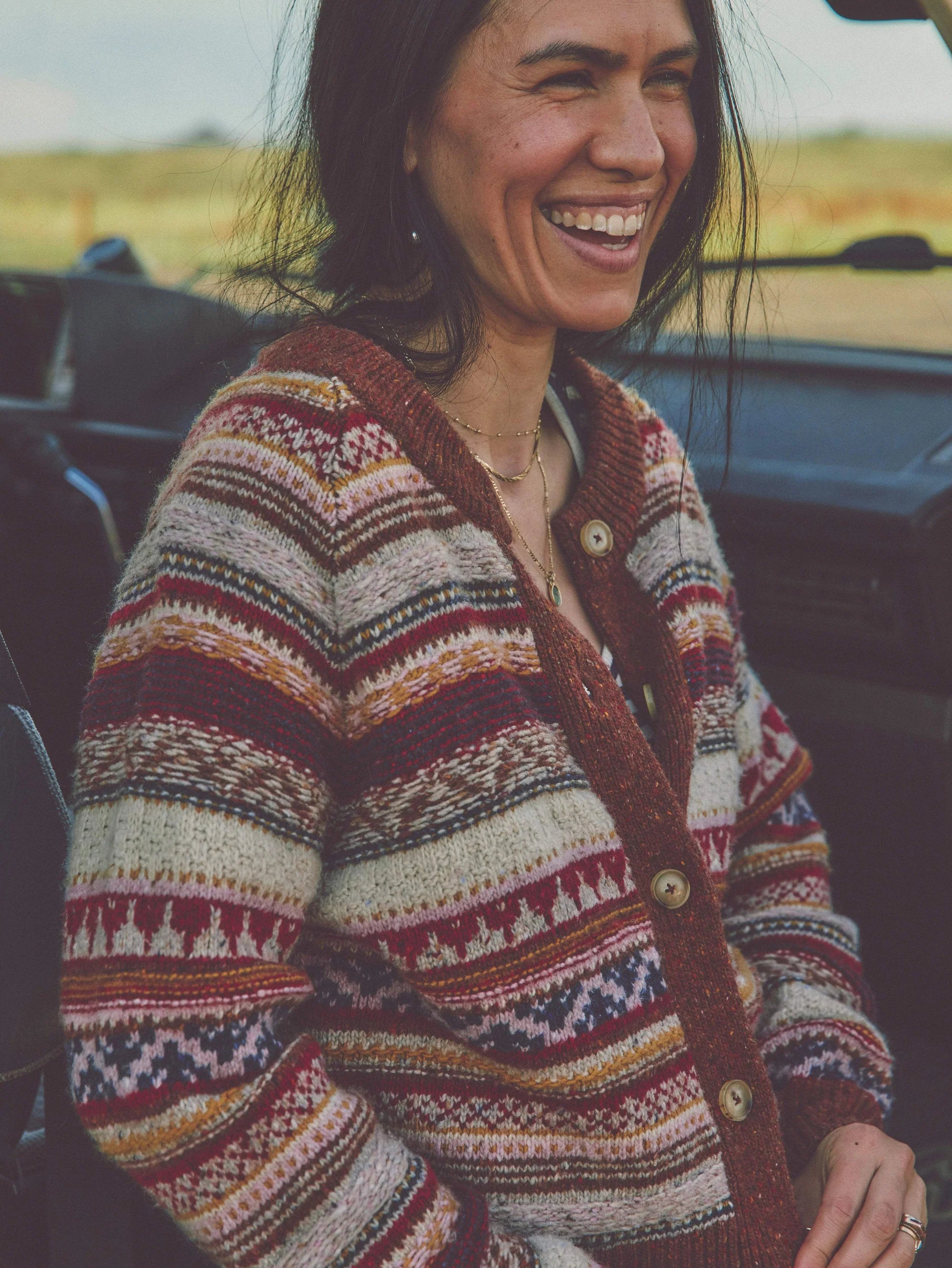 FAHERTY Marley Fairisle Cardigan Iron Safe Non-Iron Wrinkle Free