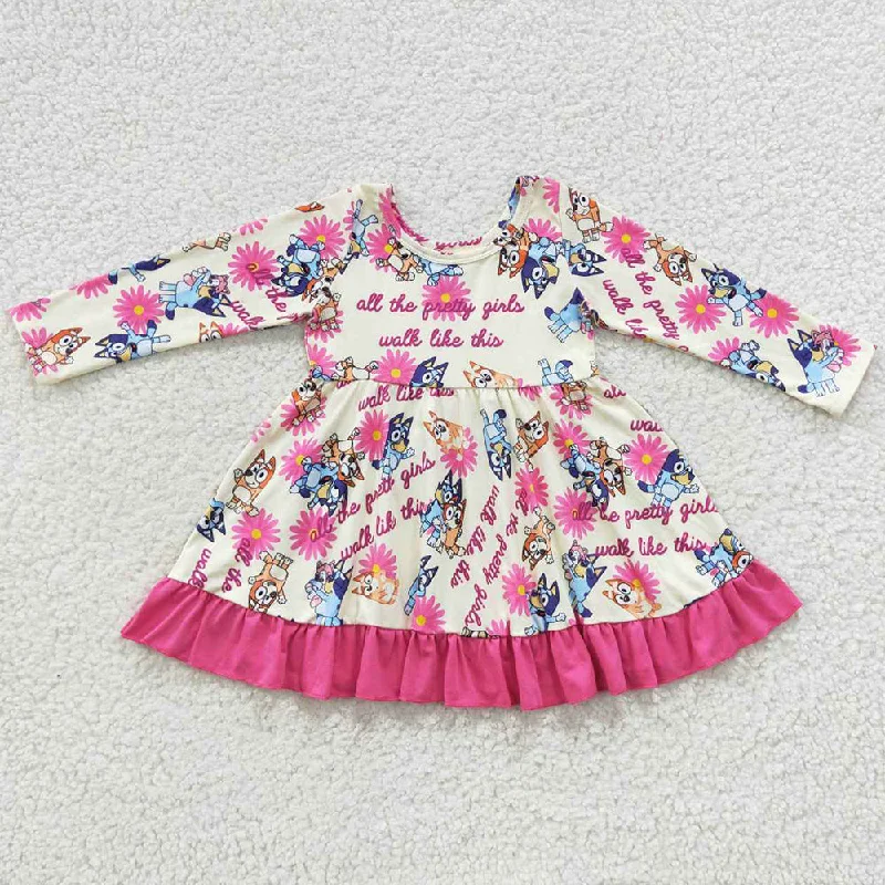 Cartoon Cute Baby Girls Dresses GLD0214 Crew Neckline Casual