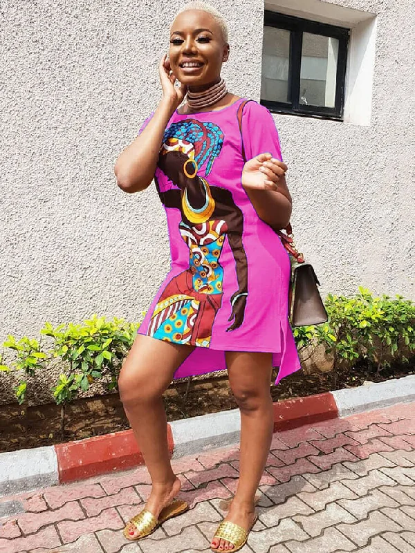 Casual Short Sleeve Tunic African Print Mini Dress Tunics Top rated