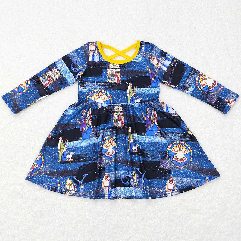 Christmas Baby Girls Boutique Dress Long Sleeve Dresses GLD0446 Tunics Yoga stretchy