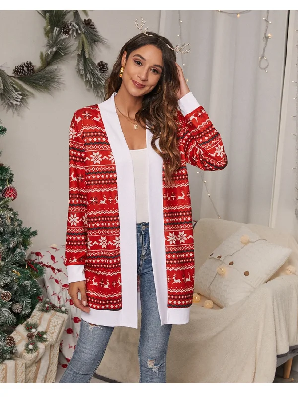 Christmas Open Front Cardigan Machine Wash Dry Clean Hand Wash