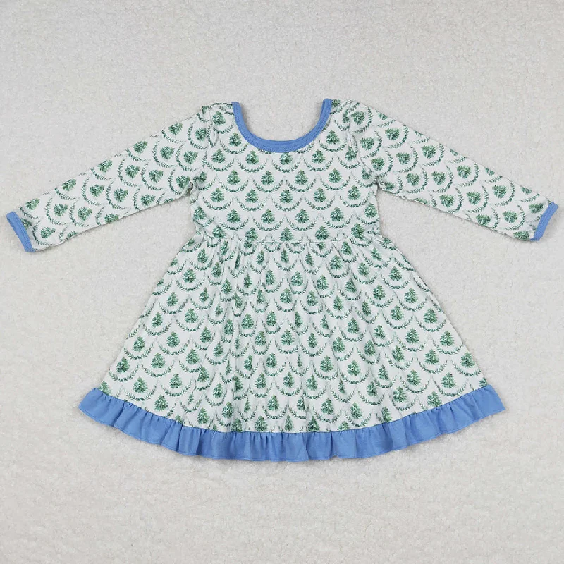 Christmas Tree Print Girls Long Sleeve Dress GLD0403 Tunics Luxurious premium