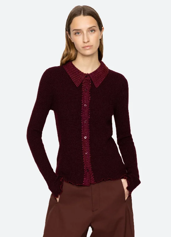 Clare Cardigan Solid Print Embellished