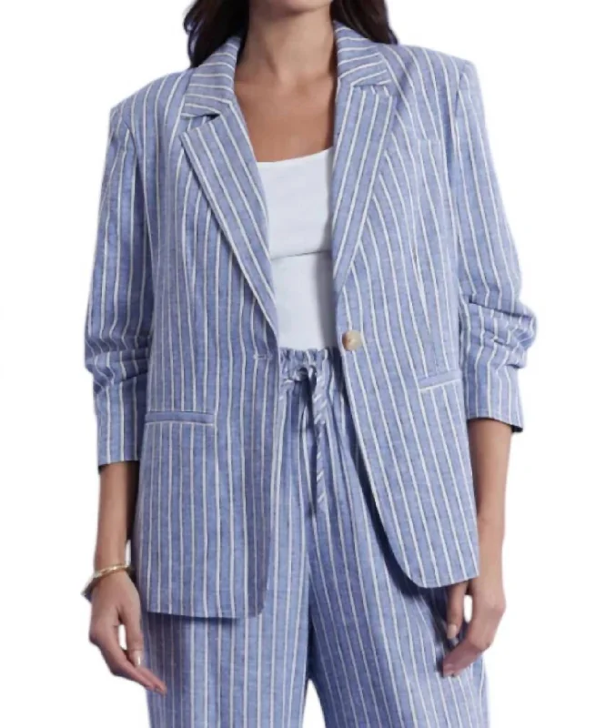 Cooper Stripe Blazer In Bermuda Blue Women's Unique Blazer