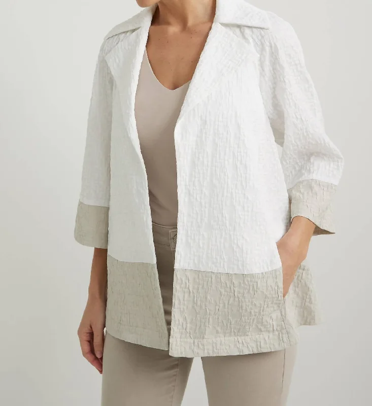 Crinkle Two Tone Blazer In Vanilla/moonstone Women's Trendy Blazer