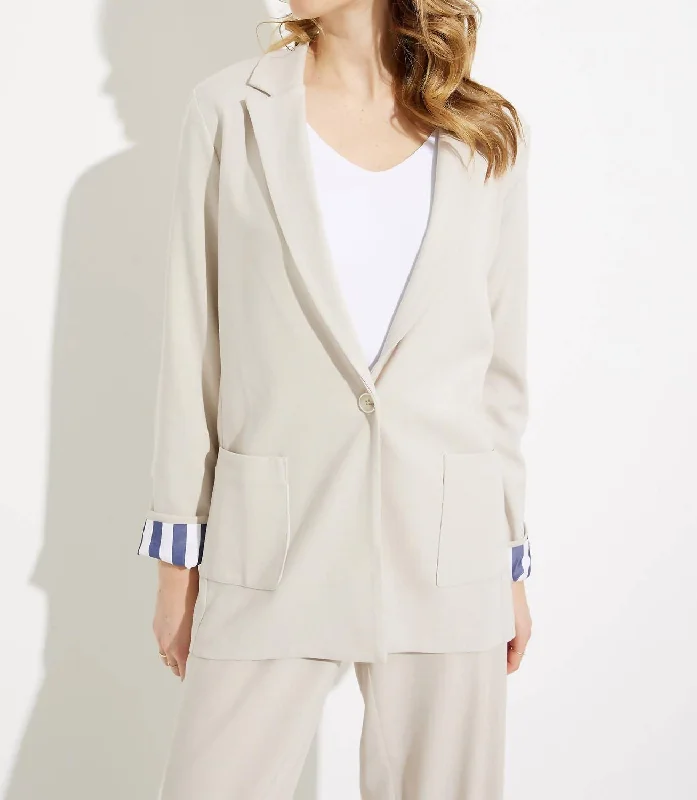 Cuffed Blazer In Moonstone Women's Lightweight Blazer