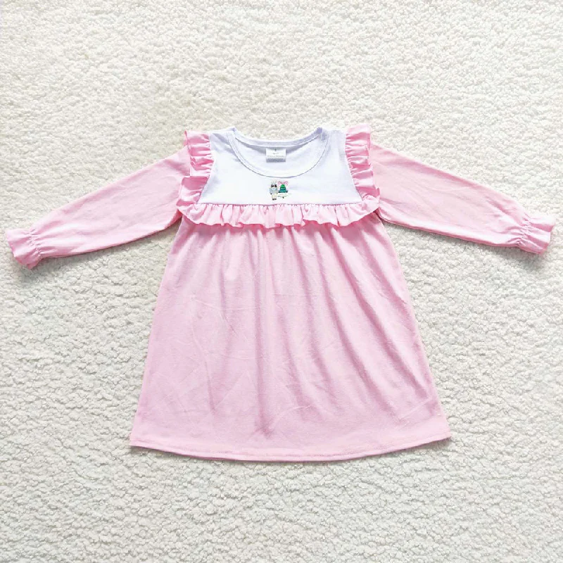 Cute Baby Girls Dress Pink Christmas Long Sleeve Girls Dresses GLD0274 Tunics Stylish elegant