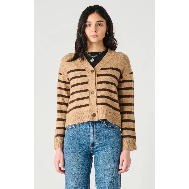 Dex Striped Buttoned Drop Shoulder Cardigan Patchwork Embroidered Appliqued